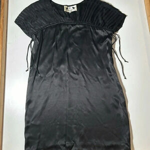 Robin Fringe Black Sheer Dress 100% Silk Sz 4 K
